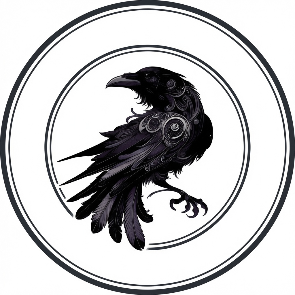 Decorative black crow emblem